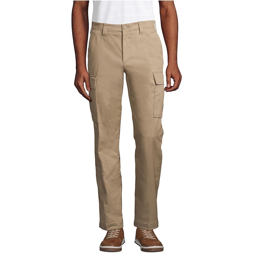 Men’s Lands End Traditional‎ Fit Cargo Utility Pants Khaki Size 30 Tan Chino